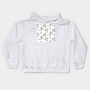 White Abstract Faces Kids Hoodie